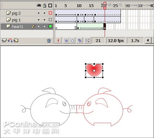 Flash制作有趣的亲嘴猪动画教程,PS教程,思缘教程网