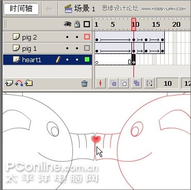 Flash制作有趣的亲嘴猪动画教程,PS教程,思缘教程网
