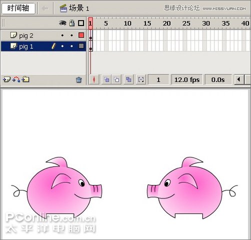 Flash制作有趣的亲嘴猪动画教程,PS教程,思缘教程网