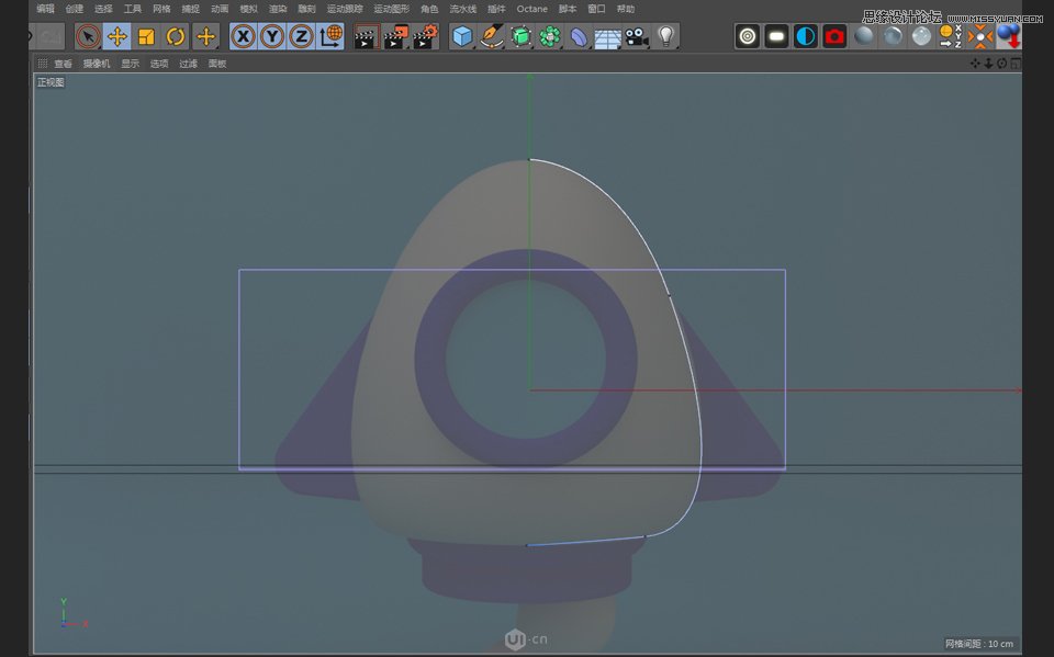 C4D制作立体可爱的火箭图标,PS教程,思缘教程网