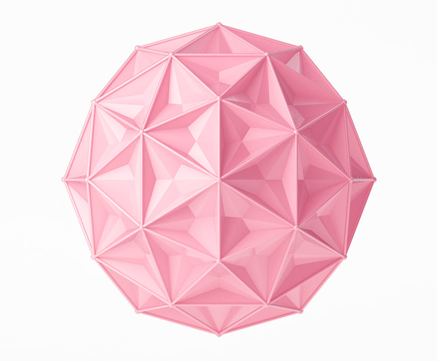 C4D制作粉色的多边形球体建模,PS教程