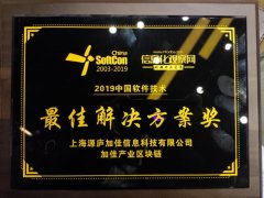 加佳信息斩获“2019中国软件技术最佳解决方案”殊荣