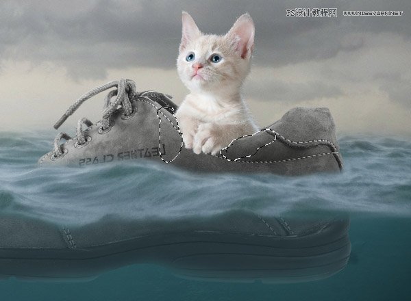 创意合成：用PS合成水中漂流的可爱猫咪,PS教程,思缘教程网