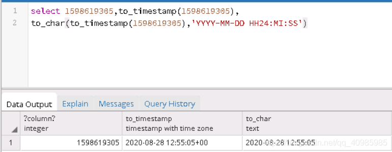 Postgresql之时间戳long,TimeStamp,Date,String互转