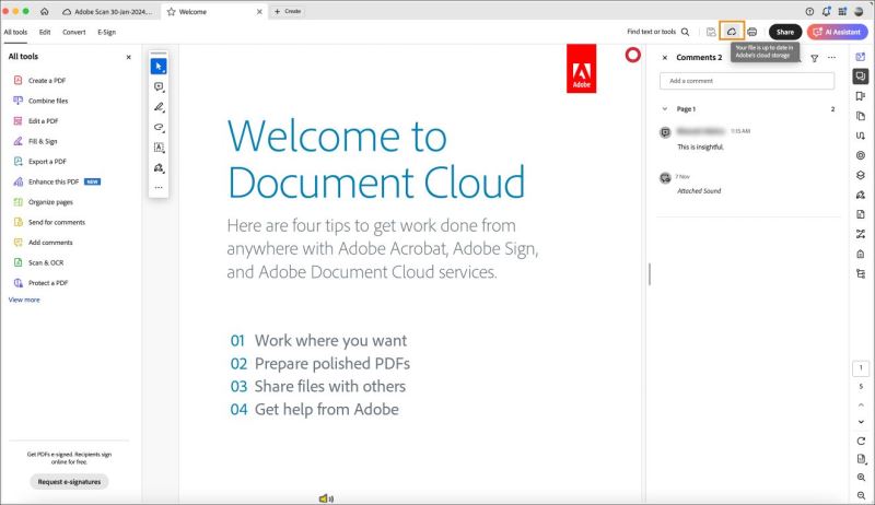 在 Adobe Acrobat 中手动同步注释