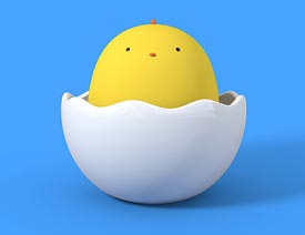 C4D制作蛋壳里的小黄鸡3D建模的教程